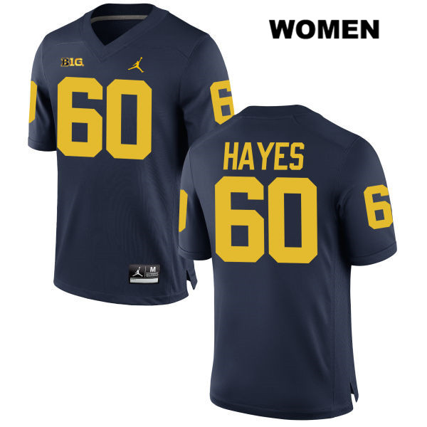 Women's NCAA Michigan Wolverines Ryan Hayes #60 Navy Jordan Brand Authentic Stitched Football College Jersey ET25N62MK